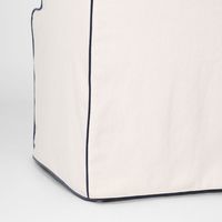 Slip Cover Only - Clifton Dining Chair W/Arms Ivory With Navy Piping