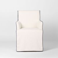 Slip Cover Only - Clifton Dining Chair W/Arms Ivory With Navy Piping