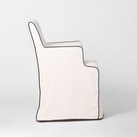 Slip Cover Only - Clifton Dining Chair W/Arms Ivory With Navy Piping