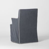 Slip Cover Only - Clifton Dining Chair W/Arms Navy With Ivory Piping