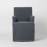 Slip Cover Only - Clifton Dining Chair W/Arms Navy With Ivory Piping