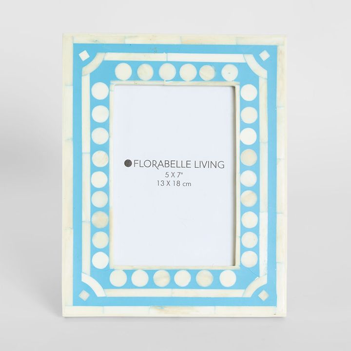 Zena Bone Inlay Photo Frame Light Blue 5x7