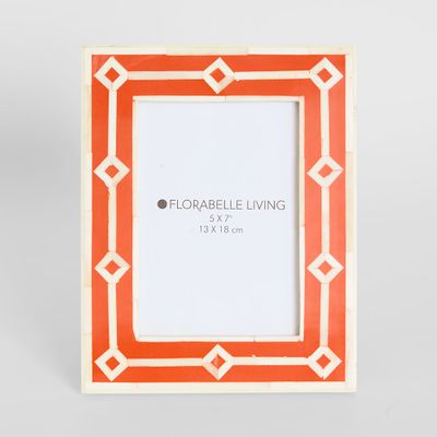Sasha Bone Inlay Photo Frame Orange 5x7
