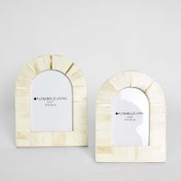 Leila Round Bone Inlay White Photo Frame