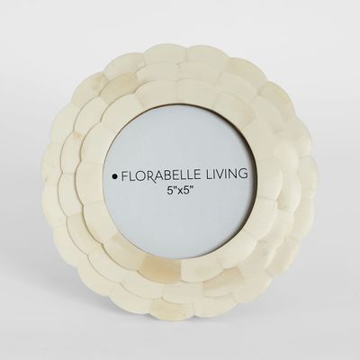 Leila Round Bone Inlay White Photo Frame