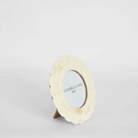 Leila Round Bone Inlay White Photo Frame