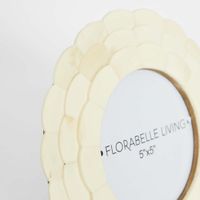 Leila Round Bone Inlay White Photo Frame