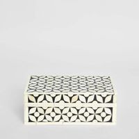 Aurora Bone Inlay Trinket Box Black/White