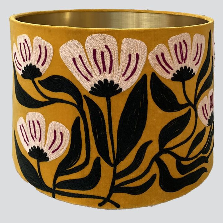 AD Daisy Velvet Drum Shade Yellow
