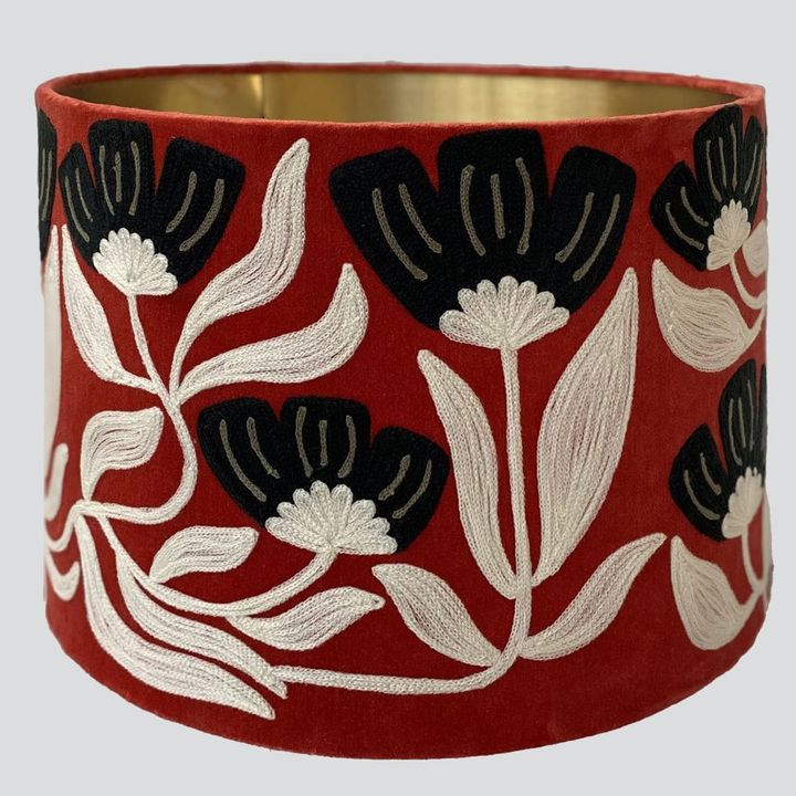 AD Daisy Velvet Drum Shade Rust