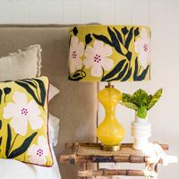 Poppy Velvet Drum Shade Lime Multi