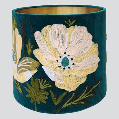 Wildflower Velvet Drum Shade Teal Multi