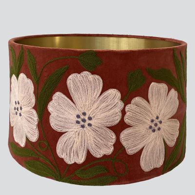 Poppy Velvet Drum Shade Rust Multi