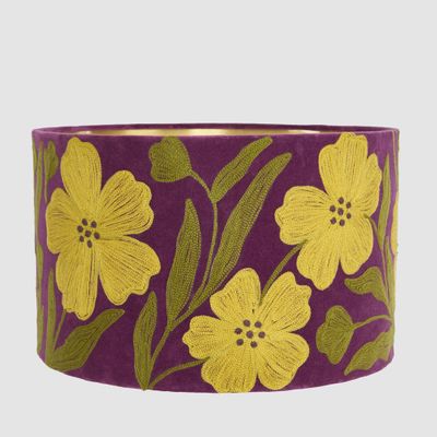 Poppy Velvet Drum Shade Purple Multi