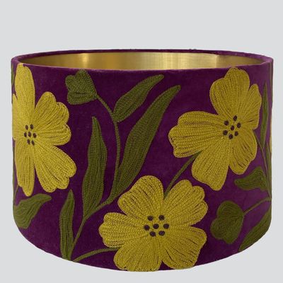 Poppy Velvet Drum Shade Purple Multi