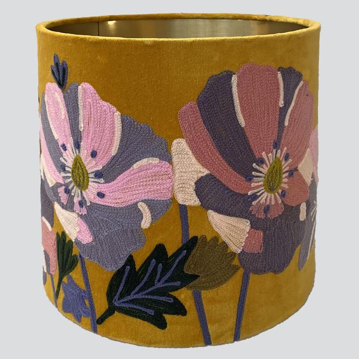Wildflower Velvet Drum Shade Yellow Multi