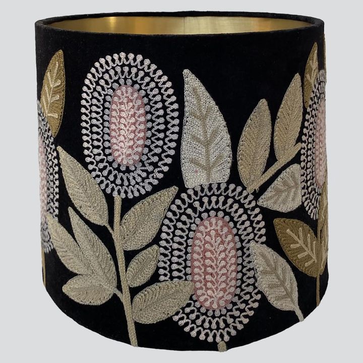 Velvet Drum Shade - Banksia - Black Multi Medium