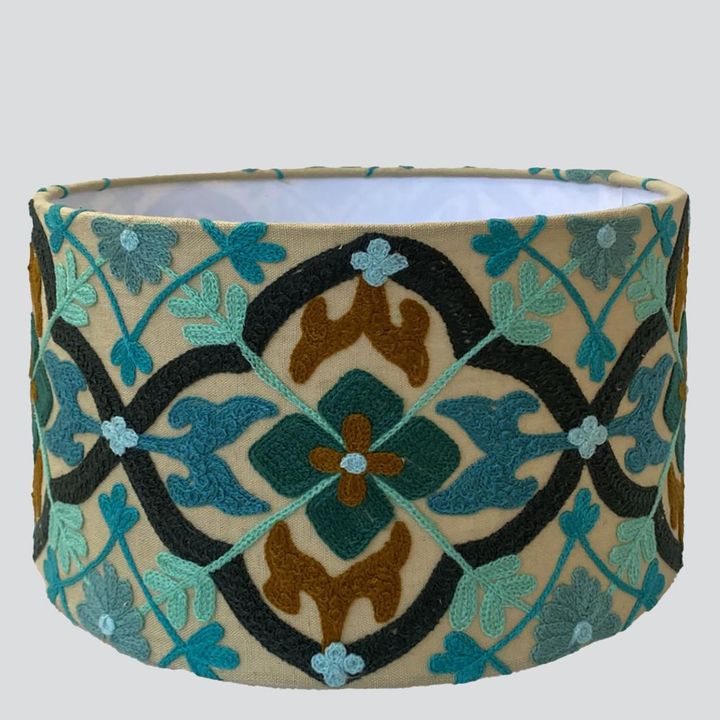 Mosaic Cottom Drum Shade Turquoise Multi
