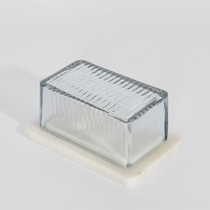 Franche  Butter Dish Marble White