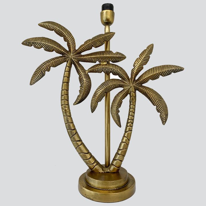 Double Palm Table Lamp Base only Antique Gold