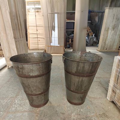Decorative Wooden Iron Flower Bucket Large