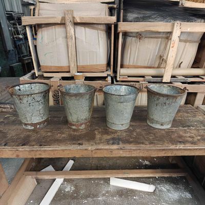 Decorative Wooden Iron Flower Bucket Small