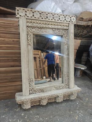 Decorative Wooden Mirror Blue
