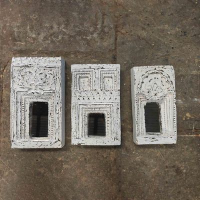 Decorative wooden Mirror Small White