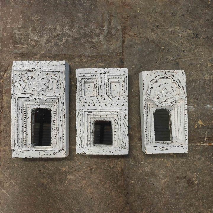 Decorative wooden Mirror Small White