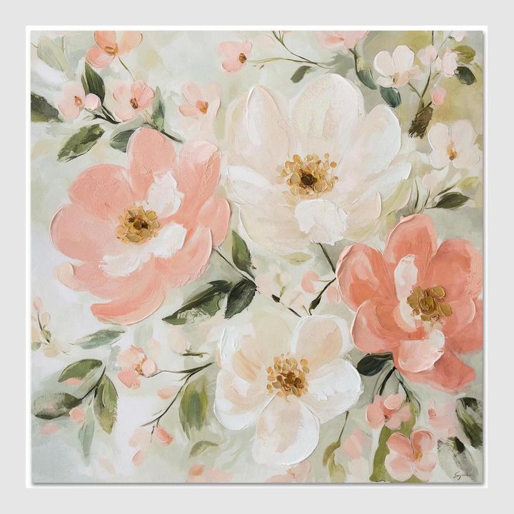 Blush Garden Wall Art 82.5 x 82.5cm.