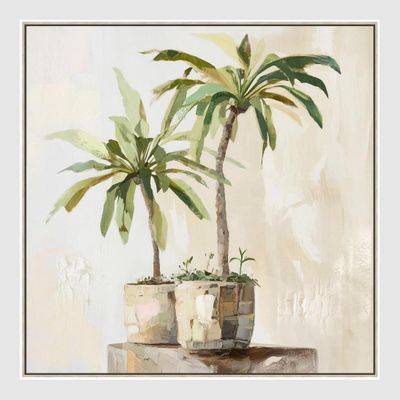 Sunlit Palms Wall Art 82.5 x 82.5cm.