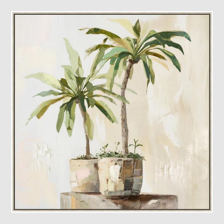 Sunlit Palms Wall Art 82.5 x 82.5cm.