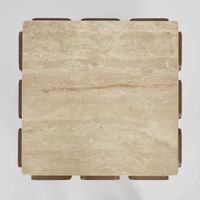 Porto Travertine & Walnut Side Table.