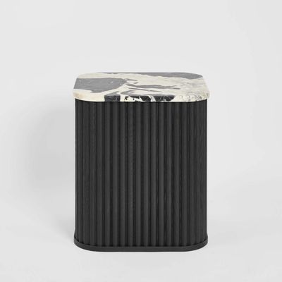 Noir Marble & Black Oak Side Table.