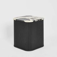 Noir Marble & Black Oak Side Table.