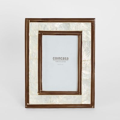Raya White Shell & Bamboo 4x6 Photo Frame.