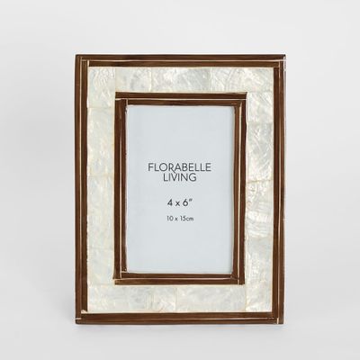 Raya White Shell & Bamboo 4x6 Photo Frame