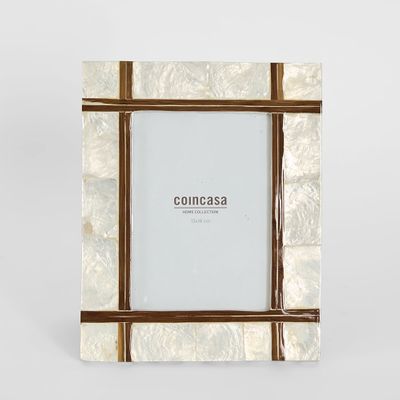 Raya White Shell & Bamboo 5x7 Photo Frame.
