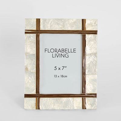 Raya White Shell & Bamboo 5x7 Photo Frame