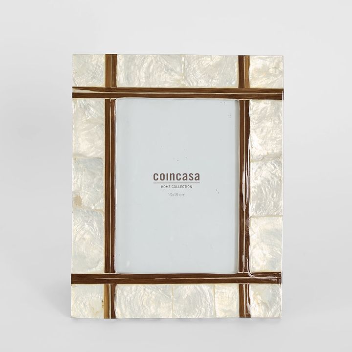 Raya White Shell & Bamboo 5x7 Photo Frame.