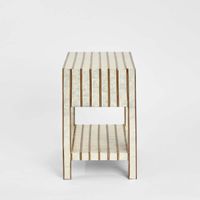 Raya White Shell & Bamboo Bedside Table.