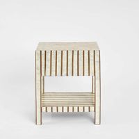 Raya White Shell & Bamboo Bedside Table.