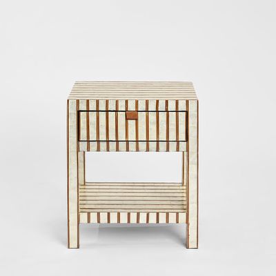Raya White Shell & Bamboo Bedside Table