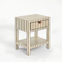 Raya White Shell & Bamboo Bedside Table