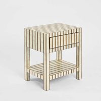 Raya White Shell & Bamboo Bedside Table.