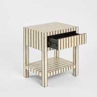 Raya White Shell & Bamboo Bedside Table.