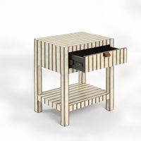 Raya White Shell & Bamboo Bedside Table