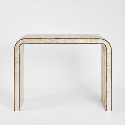 Raya White Shell & Bamboo Console Table.