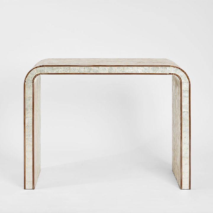 Raya White Shell & Bamboo Console Table.