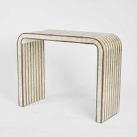 Raya White Shell & Bamboo Console Table.